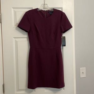 French Connection Whisper Scuba Dress. Size 4. Short sleeve. Plum/burgundy color